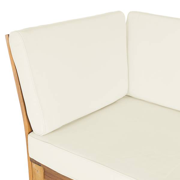 Fauteuil d’angle d’extérieur LEXI Tissu / Acacia massif - Blanc laine