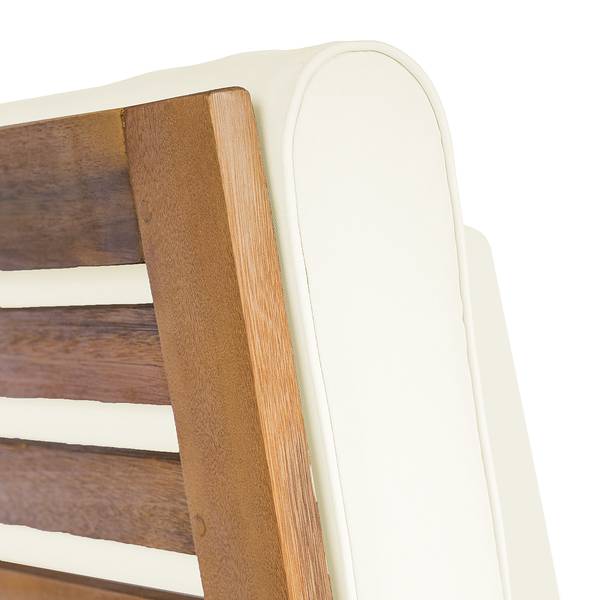 Fauteuil d’angle d’extérieur LEXI Tissu / Acacia massif - Blanc laine