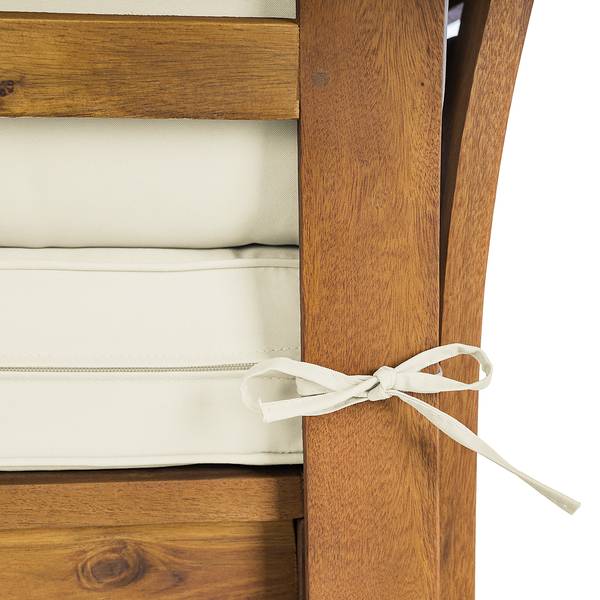 Fauteuil d’angle d’extérieur LEXI Tissu / Acacia massif - Blanc laine