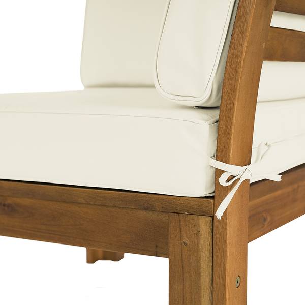 Fauteuil d’angle d’extérieur LEXI Tissu / Acacia massif - Blanc laine
