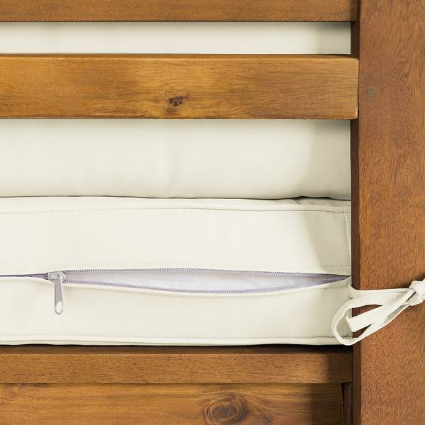 Fauteuil d’angle d’extérieur LEXI Tissu / Acacia massif - Blanc laine