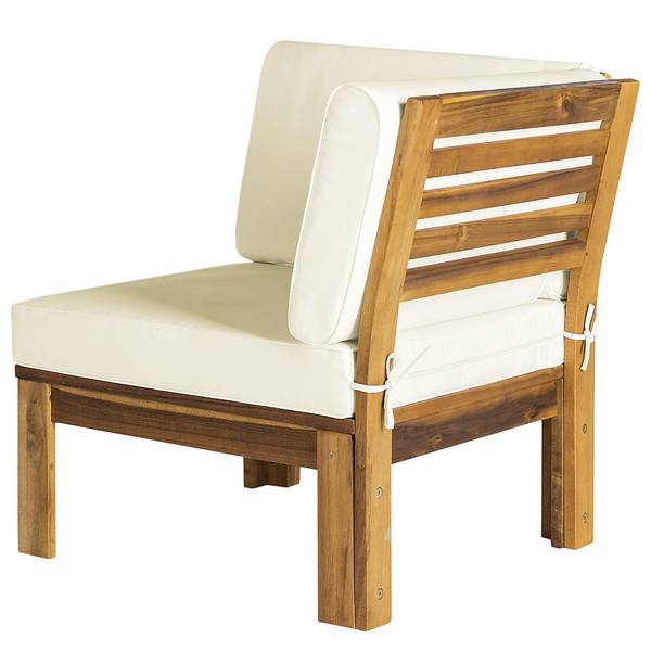 Fauteuil d’angle d’extérieur LEXI Tissu / Acacia massif - Blanc laine