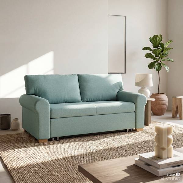 Schlafsofa LATINA Country Deluxe Webstoff - Webstoff Luba: Mintgrau - Breite: 165 cm