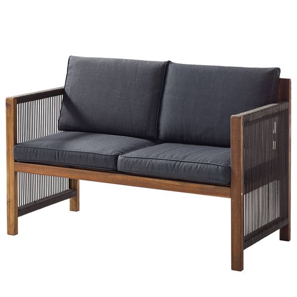 Banc de jardin massif Bayton Marron - Gris - Polyester - Acacia - 116 x 83 x 61 cm