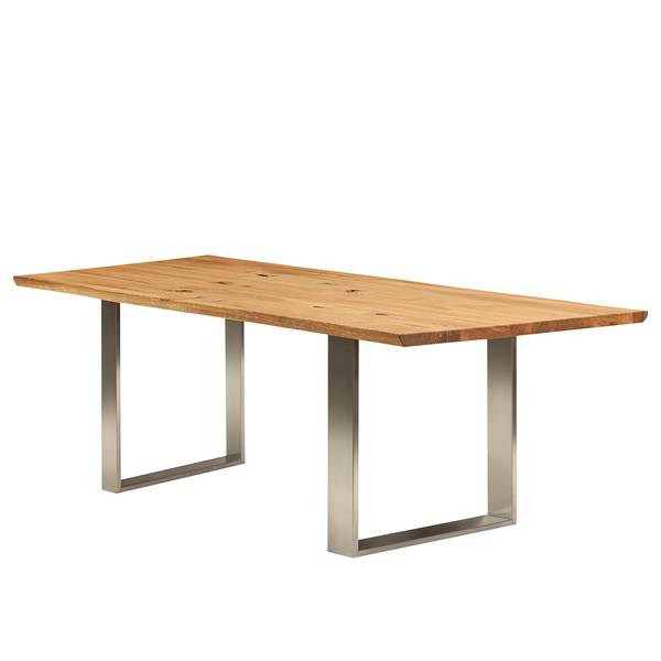 Table Oviedo III Chêne sauvage massif / Métal - Chêne sauvage / Acier inoxydable - 220 x 100 cm