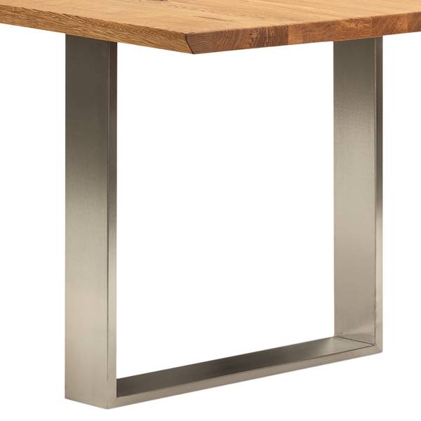 Table Oviedo III Chêne sauvage massif / Métal - Chêne sauvage / Acier inoxydable - 220 x 100 cm