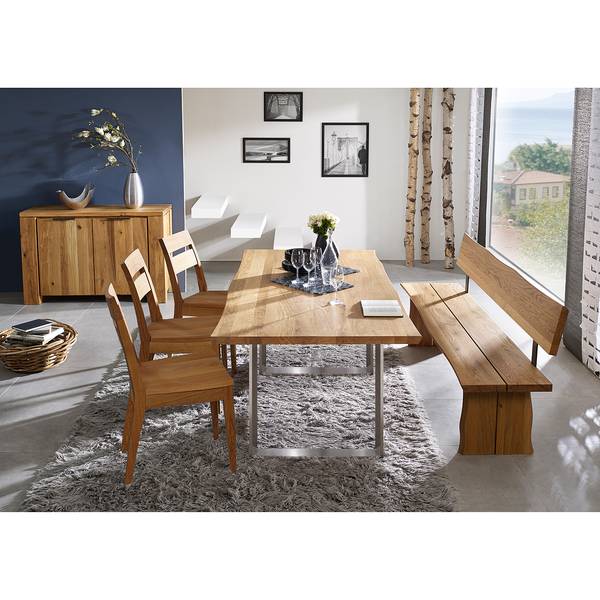 Table Oviedo III Chêne sauvage massif / Métal - Chêne sauvage / Acier inoxydable - 220 x 100 cm