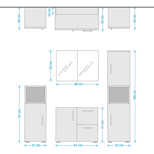 Badkamerset Flandu I (4-delig) wit