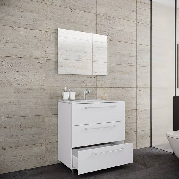 Salle de bain Melville III (3 éléments) Blanc - Largeur : 60 cm