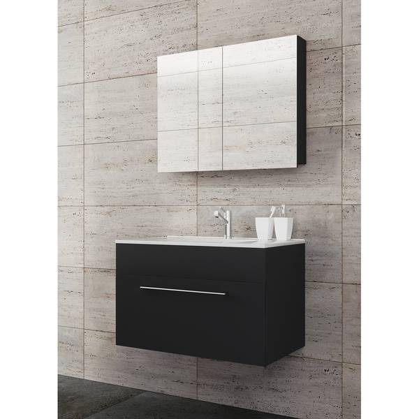 Badezimmerset Melville II (3-teilig) Schwarz - Breite: 80 cm