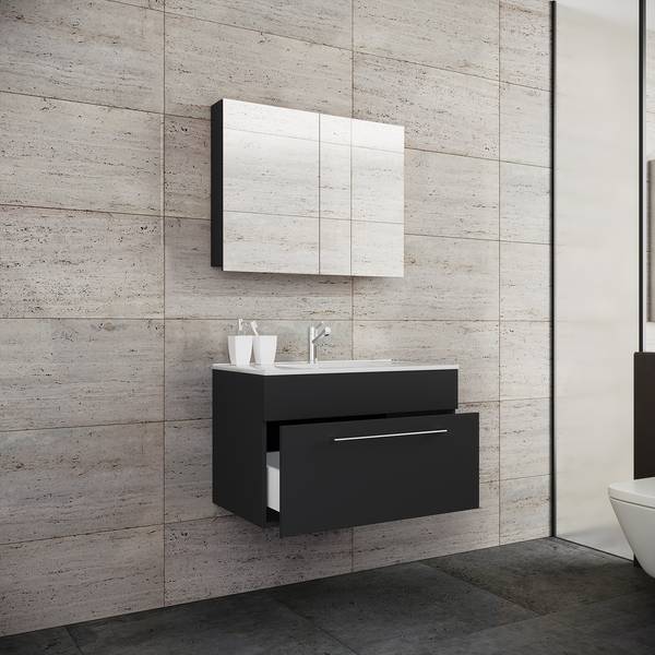 Badezimmerset Melville II (3-teilig) Schwarz - Breite: 80 cm