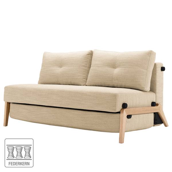 Schlafsofa Cubed Nylon - Stoff Linen: 612 Sand Grey - Breite: 148 cm - Eiche Hell