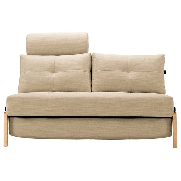 Schlafsofa Cubed Nylon - Stoff Linen: 612 Sand Grey - Breite: 148 cm - Eiche Hell