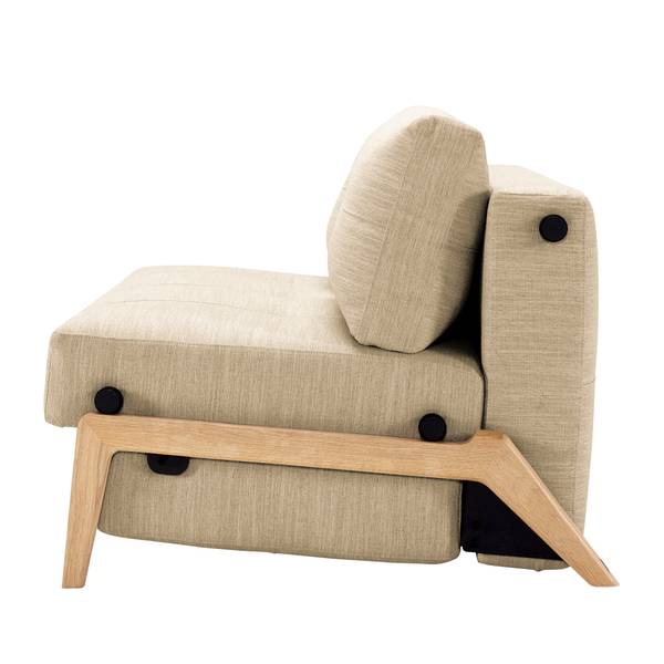 Schlafsofa Cubed Nylon - Stoff Linen: 612 Sand Grey - Breite: 148 cm - Eiche Hell