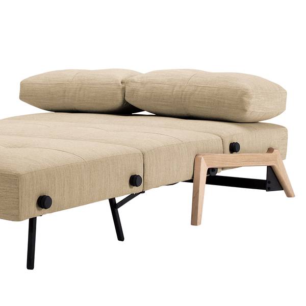 Schlafsofa Cubed Nylon - Stoff Linen: 612 Sand Grey - Breite: 148 cm - Eiche Hell