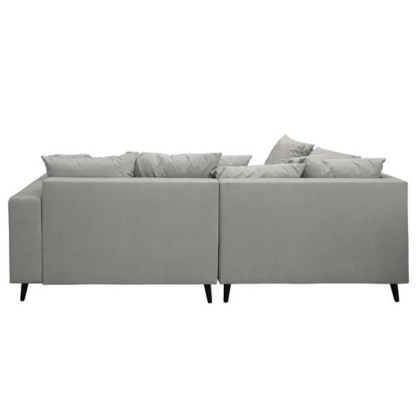 Ecksofa PRUNO mit Hocker Microfaser Faria: Grau - Ottomane davorstehend links