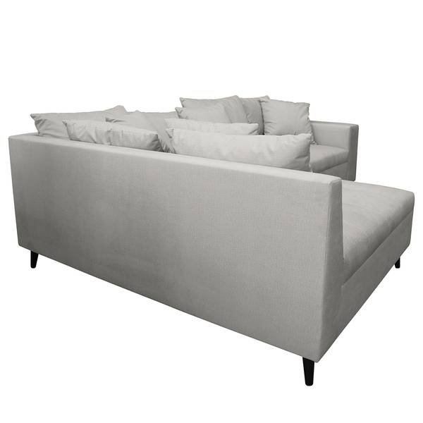 Ecksofa PRUNO mit Hocker Microfaser Faria: Grau - Ottomane davorstehend links