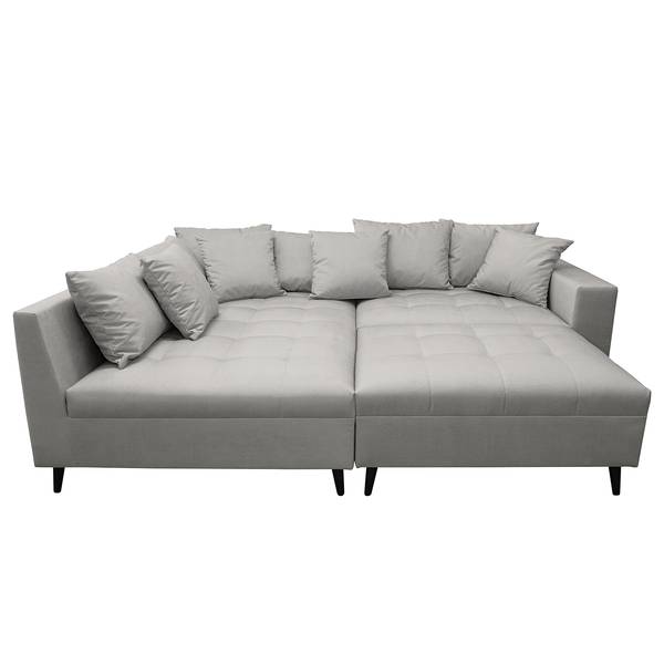 Ecksofa PRUNO mit Hocker Microfaser Faria: Grau - Ottomane davorstehend links