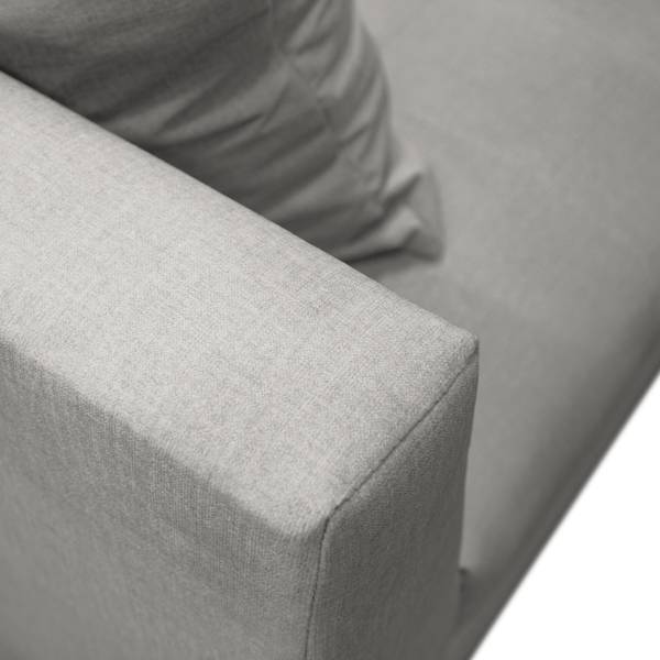 Ecksofa PRUNO mit Hocker Microfaser Faria: Grau - Ottomane davorstehend links