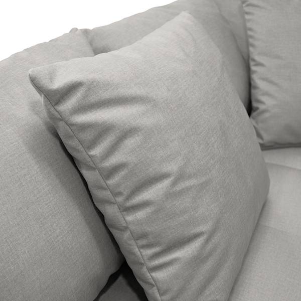 Ecksofa PRUNO mit Hocker Microfaser Faria: Grau - Ottomane davorstehend links