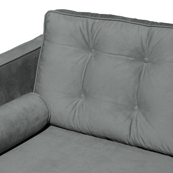 Canapé d’angle Kosula Microfibre - Gris - Méridienne courte à gauche (vue de face)