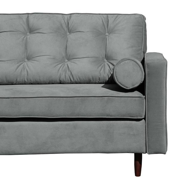 Canapé d’angle Kosula Microfibre - Gris - Méridienne courte à gauche (vue de face)