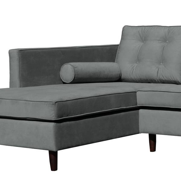 Canapé d’angle Kosula Microfibre - Gris - Méridienne courte à gauche (vue de face)