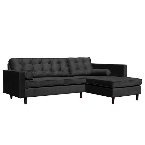 Ecksofas Kosula Microfaser - Schwarz - Longchair davorstehend rechts