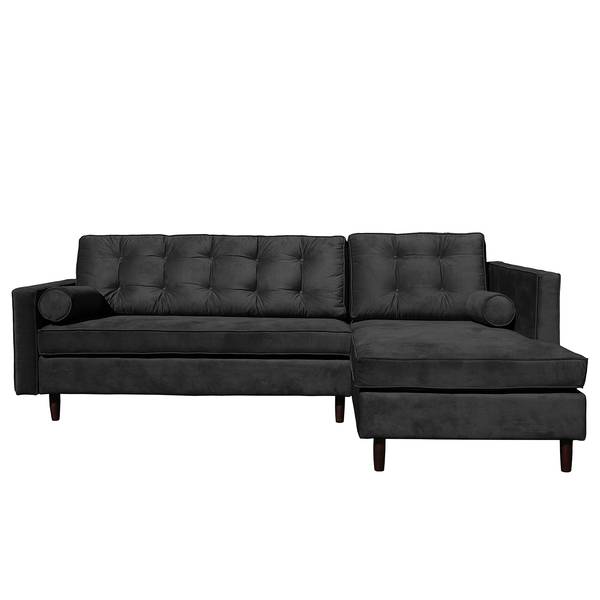 Ecksofas Kosula Microfaser - Schwarz - Longchair davorstehend rechts