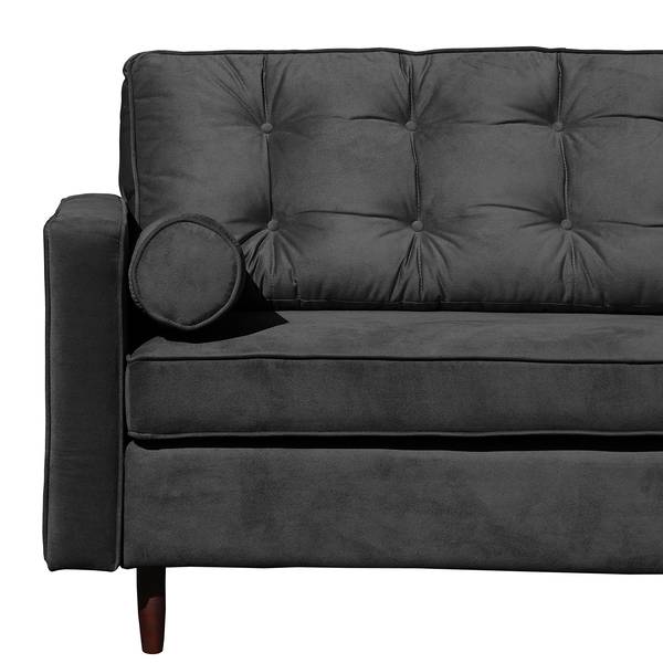 Ecksofas Kosula Microfaser - Schwarz - Longchair davorstehend rechts