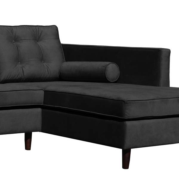 Ecksofas Kosula Microfaser - Schwarz - Longchair davorstehend rechts