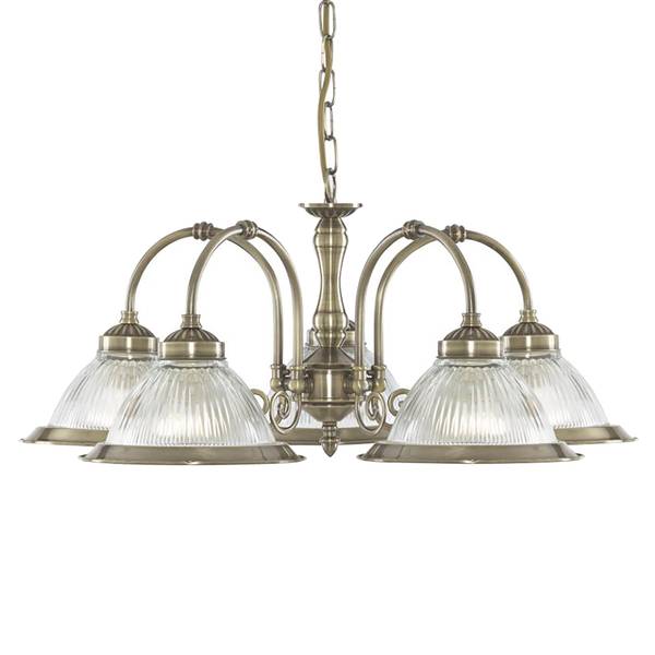 Pendelleuchte American Diner IV Glas / Stahl - 5-flammig