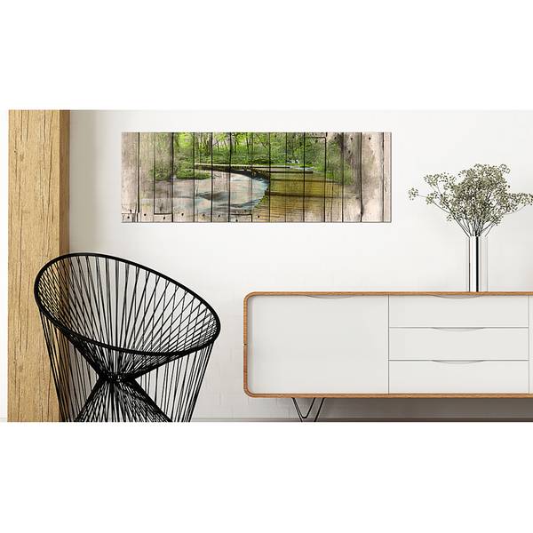 Afbeelding The River of Memories linnen - bruin/groen - 120 x 40 cm