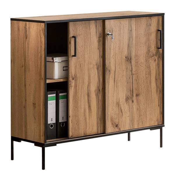 Aktenschrank Cumminus II Metall - Eiche Dekor / Schwarz - Eiche Dekor