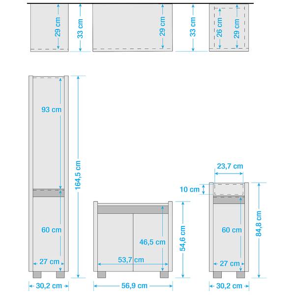 Set di 3 mobili da bagno Cosmo Color antracite