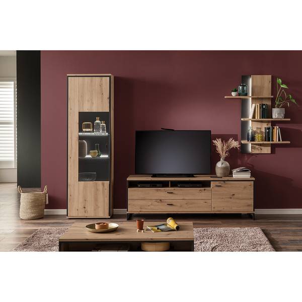 Standvitrine Buena Balkeneiche Dekor / Anthrazit