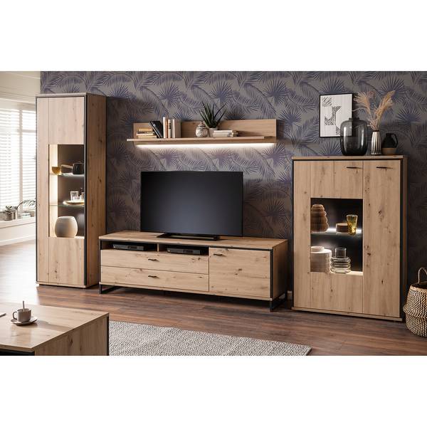 Standvitrine Buena Balkeneiche Dekor / Anthrazit