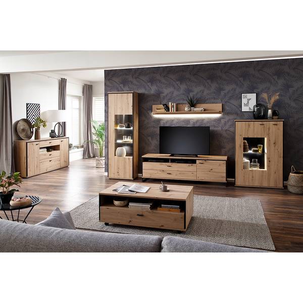 Standvitrine Buena Balkeneiche Dekor / Anthrazit