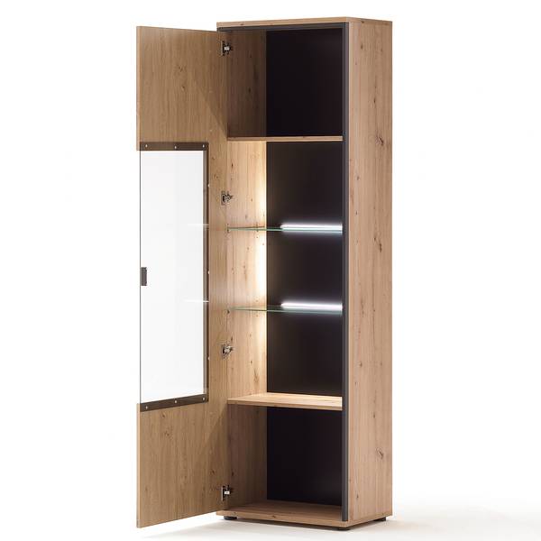 Standvitrine Buena Balkeneiche Dekor / Anthrazit