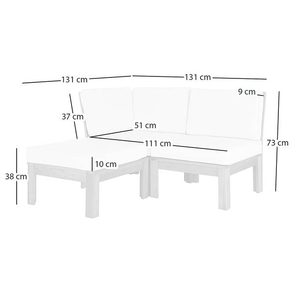 Loungegruppe LEXI 3-teilig Webstoff / Akazie massiv - Wollweiß