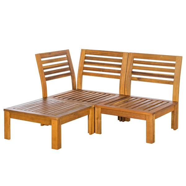 Loungegruppe LEXI 3-teilig Webstoff / Akazie massiv - Wollweiß