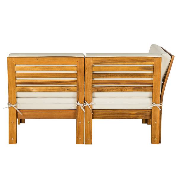 Loungegruppe LEXI 3-teilig Webstoff / Akazie massiv - Wollweiß