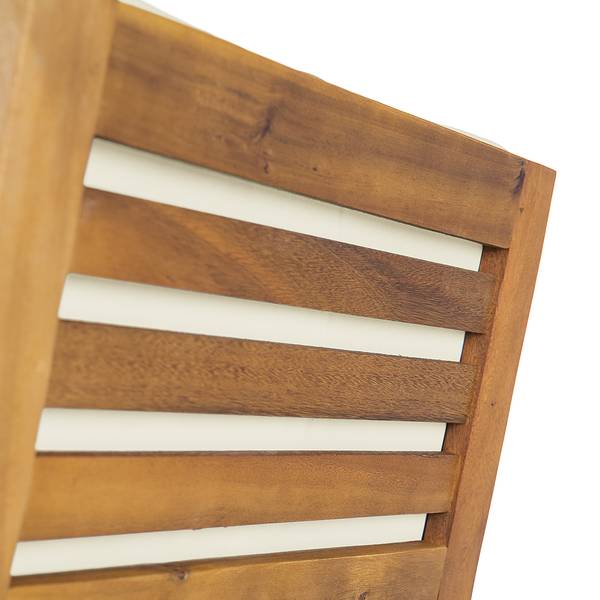 Salon de détente LEXI 4 éléments Tissu / Acacia massif - Blanc cassé / Marron - Blanc laine