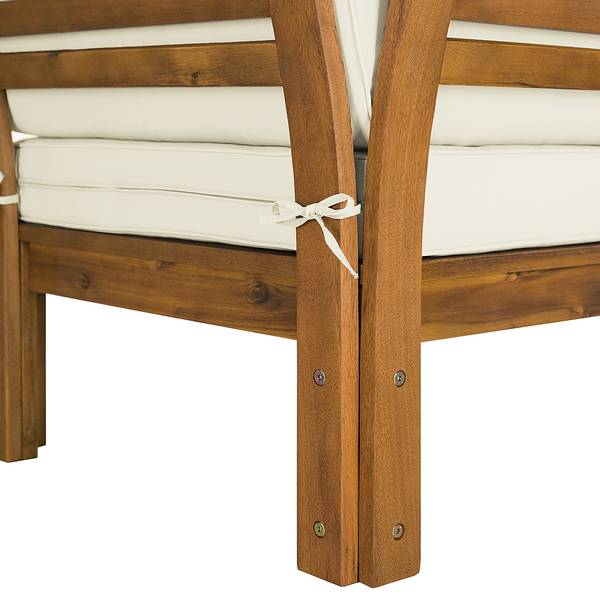 Salon de détente LEXI 4 éléments Tissu / Acacia massif - Blanc cassé / Marron - Blanc laine