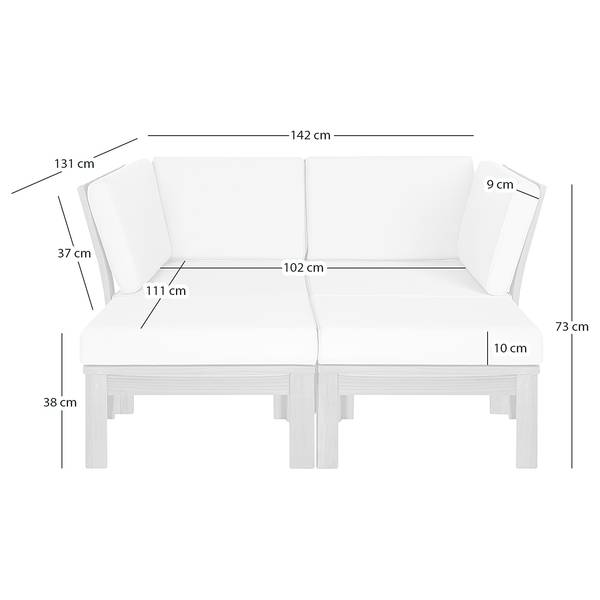 Salon de détente LEXI 4 éléments Tissu / Acacia massif - Blanc cassé / Marron - Blanc laine