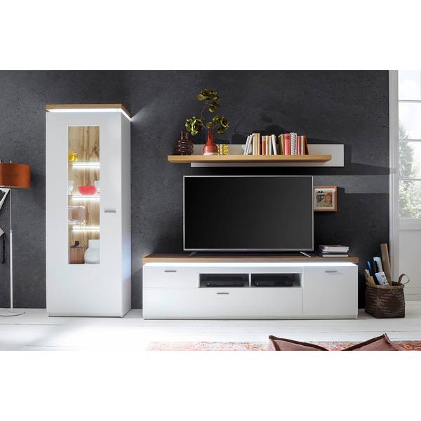 TV-Lowboard Mundai Inkl. Beleuchtung - Weiß - Breite: 196 cm