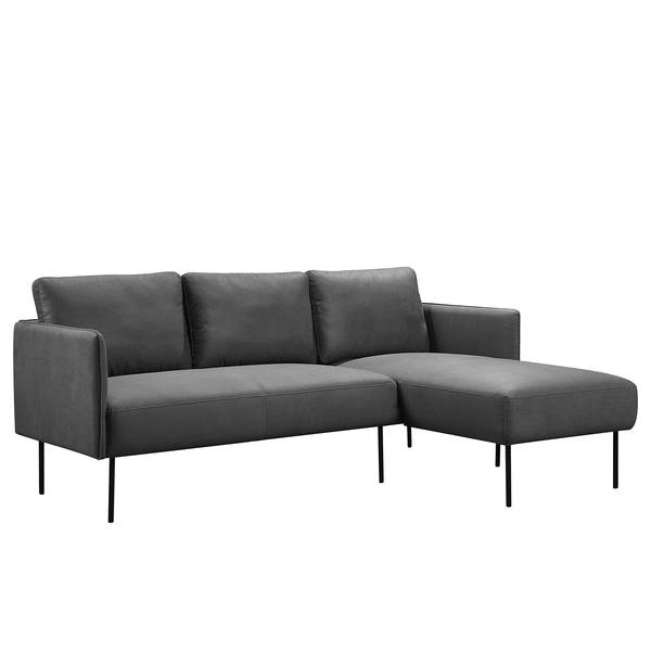 Ecksofa Cedars Microfaser - Dunkelgrau - Longchair davorstehend rechts