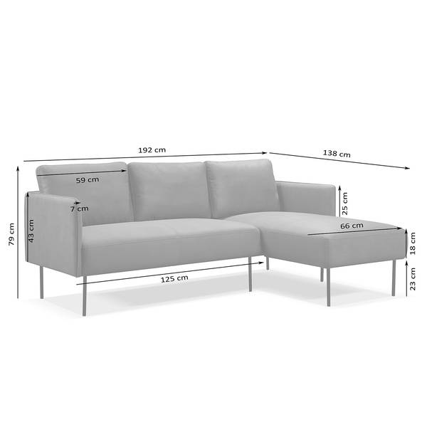 Ecksofa Cedars Microfaser - Dunkelgrau - Longchair davorstehend rechts