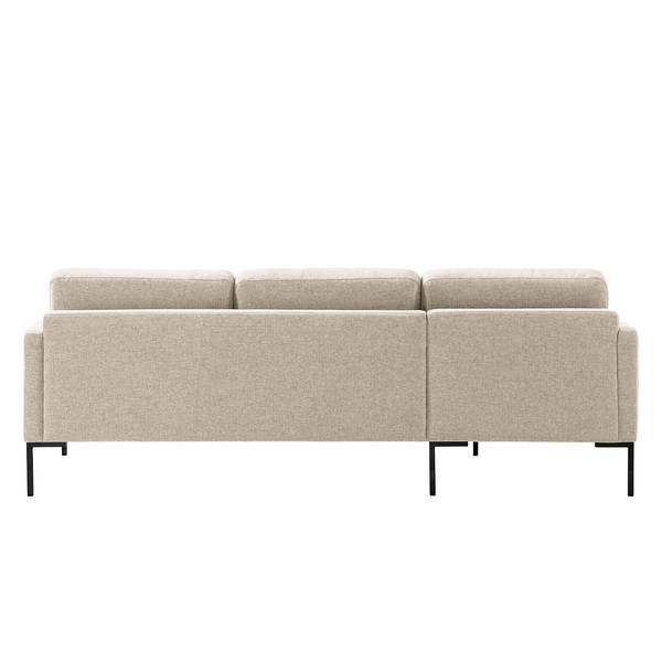 Hoekbank Bellaire textielmix - lichtbeige - chaise longue vooraanzicht links - zwart