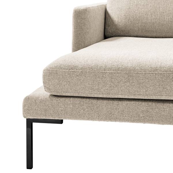 Hoekbank Bellaire textielmix - lichtbeige - chaise longue vooraanzicht links - zwart